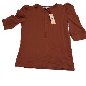 Rebecca Minkoff XS Janine S/S Henley Long Sleeve Top XS Terra